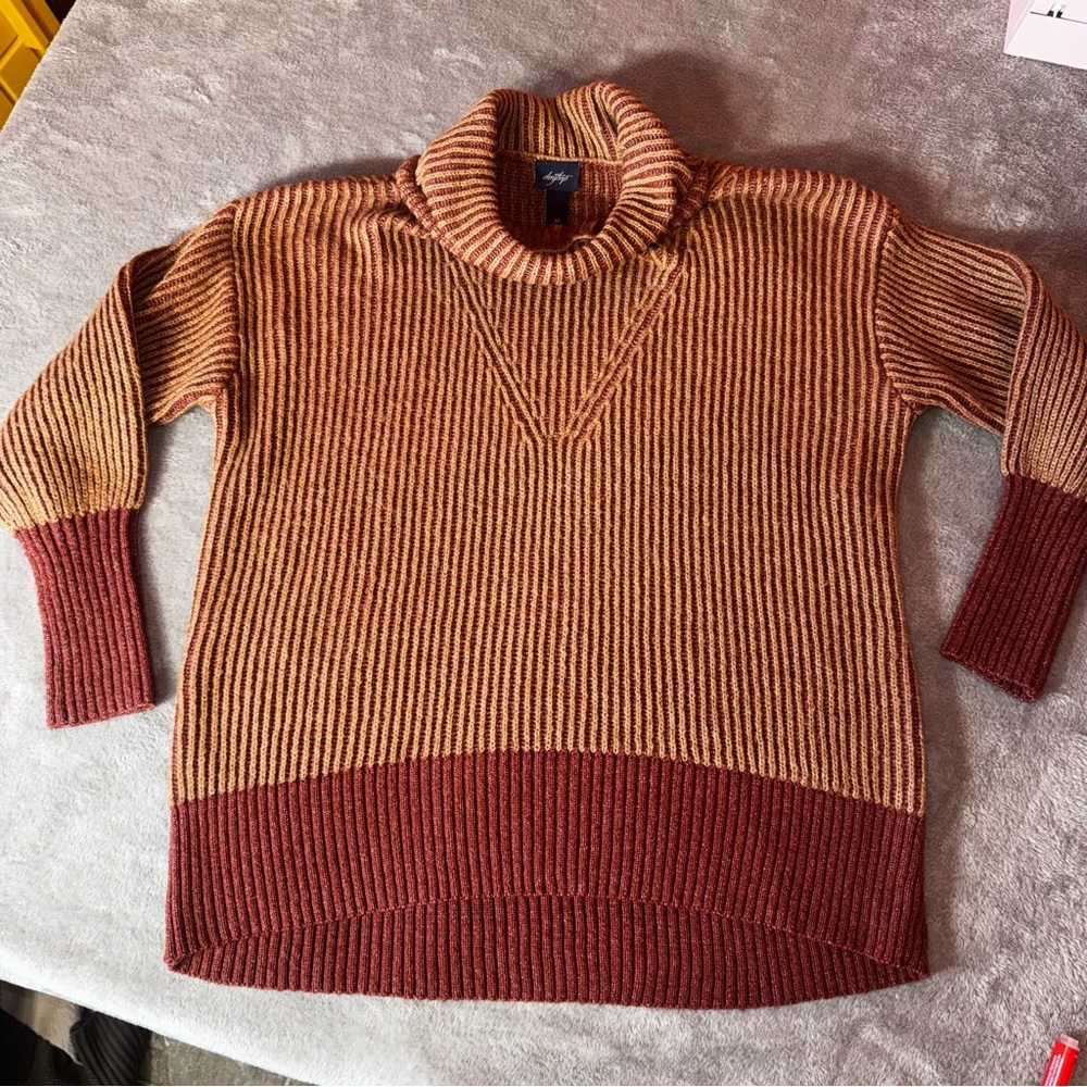 Daytrip Cowl Neck Sweater - Copper and Burgundy